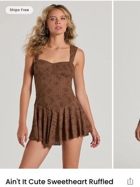 Windsor Brown Textured Sleeveless Romper